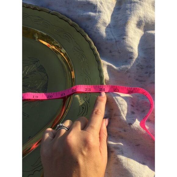 Giant brass serving platter 24"X18" birds tray oriental asian gold partridge MCM - Picture 15 of 16